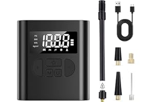 Greatop Compresseur à Air, 6000mAh Gonfleur Pneus Voiture, Pompe à Vélo avec 5 Modes de Gonflage, Affichage Numérique, écran LCD Numérique,Lumière LED et Port USB, pour Moto Trotinette, Voiture