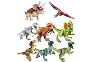AONUILY Dinosaur Block Toy Set, 8Pcs Toy Dinosaurs Figures Realistic Dinosaur Toys for Boys Collection Spinosaurus Pterodactyl Triceratops Velociraptor Dino Party Bag Fillers Gifts for Kids 3 4 5 6 7 Years Od