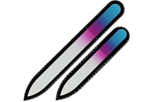 Mont Bleu Conjunto de 2 limas de uñas de cristal de color en estuche de negro - vidrio templado checo auténtico - Fabricado a mano en la República Checa