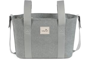 Baby Dyoli. Bolso gran capacidad, organizador Gris. Bolsa de maternidad para silla de paseo. Asas cortas para fijar al carro y larga para el hombro.