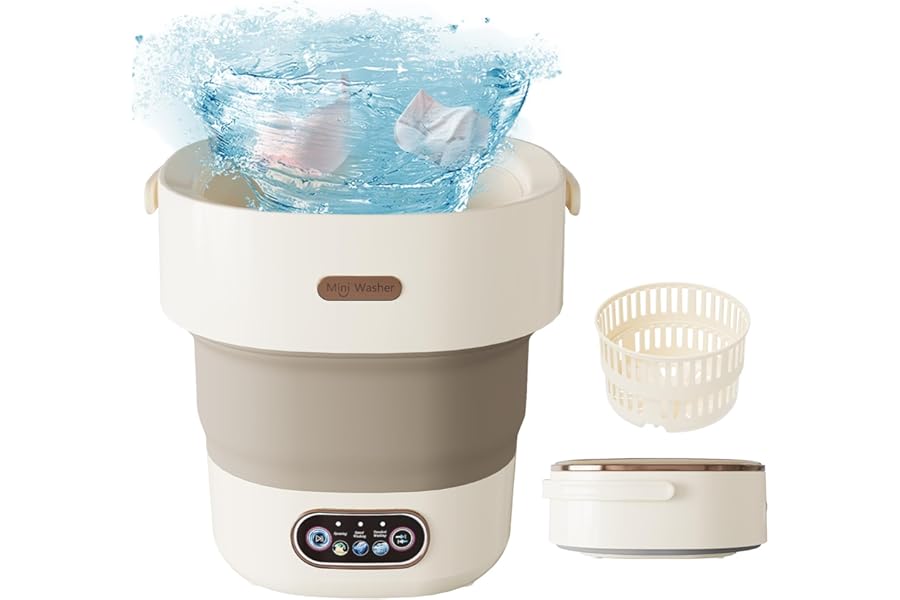 Mini Washing Machine, 13L 2 in 1 Foldable Small Camping Washing Machine with Spin, Removable Drying Basket, 3 Modes, Deep Cleaning, Portable for Dormitories, RV, 2.5kg