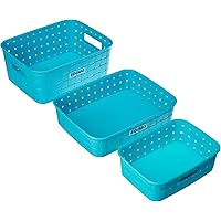 Amazon Brand - Solimo Fruit Basket Set (3 pieces, Blue)