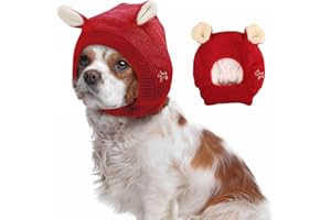 FainFun Cappello Invernale per Cani, Cappello Invernale per Cani Taglia Grande e Media, Cappello per Cani, Dimensione Media, Mantieni il Caldo e Riduci il Rumore(rosso)
