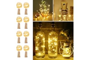 LIGHTING EVER LE Bottle Lights, 2m 20 LED Bottle Lights with Cork, Warm White Fairy Lights Battery Operated, 8-Pack Cork Lights for Bottles, Christmas Decorations, DIY, Room Decor, Wedding, Birthday, Party, etc.