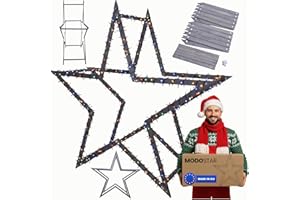 MODO24 DIY Stern MODOSTAR 3D Weihnachtsstern Set aus FSC Holz, Sternabmessungen: 189 cm, zum Aufstellen im Garten & Terrasse, wetterfest, faltbar & stabil, Weihnachtsdeko, Farbe: Grau imprägniert