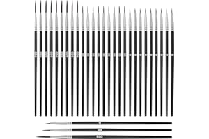 Giantree Lot de 30 pinceaux fins pour peinture par numéros, petits pinceaux professionnels avec pointe fine pour acrylique, aquarelle, modélisme, bricolage, peinture du visage (#0#00#000)