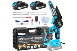 DODOWIN Mini Chainsaw 6 Inch, Electric Chainsaw Cordless with 2×2.0Ah Batteries and Charger, Lightweight Chain Saw for Garden Tree Pruning Wood Cutting, Birthday Gifts for Men Dad Him Husband