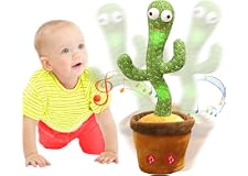 Emoin Dancing Cactus Repeats What You Say,Electronic Plush Toy with Lighting,Singing Cactus Recording and Repeat Your Words f