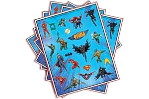 UNIQUE Justice League Multicolor Sticker Sheets - Pack of 4 (84 Stickers) - Exciting Hero-Themed Stickers for Kids and Collectors