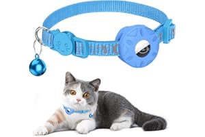 SIMKET Collar de Gato Airtag, Reflectante Collar para Gato con patrón Reflectante de Estrellas y Luna, Collar de Gato con Hebilla de Seguridad rompible para Gatitos y Cachorros (Azul)