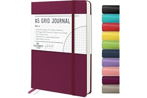 STATIONERY ISLAND Carnet de Notes Quadrillé A5, Couverture Rigide En Papier Quadrillé Avec Papier Épais de Qualité Supérieure 120 g/m², Carnet de 180 Pages pour L'Étude, La Planification, L'Agenda