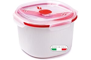 Snips - Cuociriso e Cereali Microonde, Rice Cooker 2,70L con Vassoio Amido e Spatola Inclusi - Contenitori per Alimenti 20x20,5x14,50 - Cuoci Riso Contenitore Microonde Bianco Made in Italy