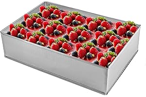 SLTAXAR Stampo Regolabile Rettangolare per Torte Cornice per Pasticceria Rettangolare Stampo per Mousse Coppapasta in Acciaio Inossidabile per Torte Mousse, Pasticceria, Regolabile 29*20*8cm-35*54*8cm