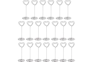 ZARRS Segnaposto Cuore,20 Pezzi Memo Titolare Carta Portafotografie Metallo Pinze per Matrimonio Bomboniera Cartellini Foto Acciaio Argento