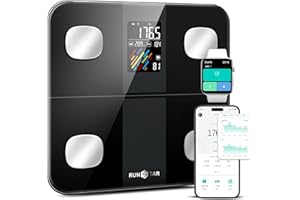 Runstar Scales For Body Weight, Digital Bathroom Scales With XL Color Display for BMI Heart Rate, Bluetooth Weighing Scales 15 Body Composition Analyzer Sync with Fitness App