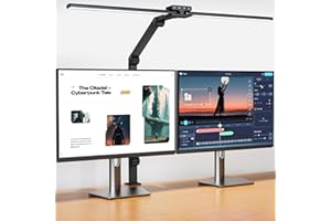 KableRika Lampa biurkowa LED jasna, 24W, 80 cm, lampa biurkowa z podwójną głowicą mocowana na zacisk, 1200 lm, lampa architekta, 4 poziomy jasności, 4 kolory, 6000K do pracy, nauki i monitora