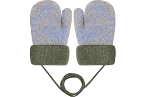 Becellen Baby Toddler Mittens, Thick Plush Lined Winter Warm Knitted Gloves Mittens with String for 0-3 Years Old Baby Boys Girls