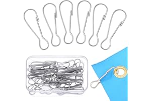 Hotop 30 Stücke Fahnenmast Clip 40 mm Fahnenmast Befestigung aus Edelstahl Fahnenmast Druckknopfhaken mit Aufbewahrungsbox, Kompatibel mit Fahnenmast