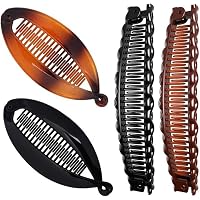 2 Stück Große Bananen-Haarklammern (Fisch-Clips) – Schwarz & Braun Für Dickes, Langes Haar, Extra Halt