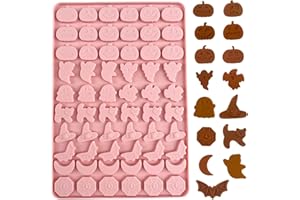 Orapink 1 Pieza de Moldes de Silicona para Chocolate de Halloween, Calabaza, Fantasma, Gato, Sombrero de Bruja, Luna, Telaraña y Forma de Murciélago, Moldes de Caramelo de Chocolate 3D para Halloween