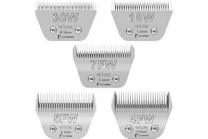 BESTBOMG 5 Pack Dog Grooming Replacement Wide Blade Compatible with Andis/Wahl/Oster Dog Clippers (10W+30W+7FW+5FW+4FW)