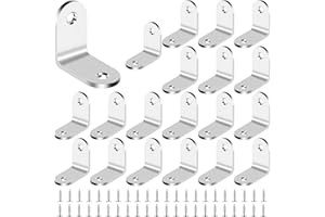 BGOBTY Staffe Angolari,20 pezzi Supporti Angolo in Acciaio Inox,Staffe Metalliche,Angolari metallo,a L di 90 gradi,Utilizzato per collegare o fissare tavoli,sedie e librerie (Argento, 30*30 mm)