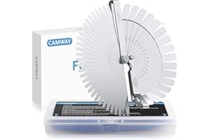 CAMWAY Jauge d'épaisseur Conique 32 Lames Feeler Gauge Jeu de Cale Mecanique + Jauge d'Épaisseur Coudée de 45º 16 Lames Tout en Acier Inoxydable avec Métrique/Impérial Unité