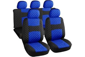 Rebeca Shop - A20 Housse de siège Auto Universelle Bleu Noir. Housse de siège Auto. Motif piqué. kit de Housse de siège Avant et arrière. avec 2 Zips dorsaux. Housse de siège intérieur