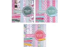 EWTSHOP 3 blocchi da 20 fogli stampati su entrambi i lati: carta di design, design carta, cartoncino, 60 fogli, 24 design