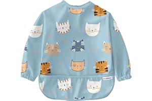 Nombear ® Baby Weaning Bib with Sleeves - Waterproof Baby Bibs 6-12 Months for Baby Led Weaning, Coverall Bibs for Baby Feeding, Long Sleeve Bibs for Toddler, Baby Bibs with Sleeves, Baby Apron