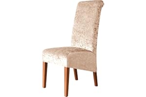 Kozuoan Crushed Velvet Large Dining Chair Covers, Removable Dining Chair Cover High Back Chair Cover for Dining Room,stretchable elastic chair cover，Pack of 2, Champagne