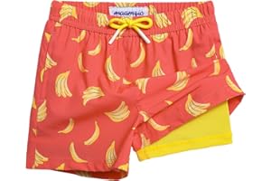 MaaMgic Bañador Niño con Forro 2 en 1 de Compresión y Cintura Ajustable Shorts Traje de Baño Bañador Corto de Natación Secado Rápido VÍA Multiple
