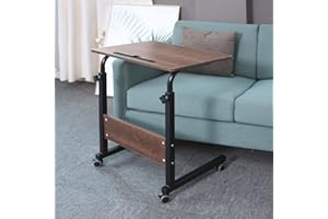 Emall Life Tabletttisch, verstellbarer Sofa/Bett-Beistelltisch, tragbarer Schreibtisch mit Rollen, Überbetttisch, Laptopwagen mit Halterschlitz (Eiche, 60 x 40 cm)