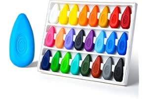 Four Candies Lot de 24 crayons à Doigts Non Toxiques Enfants Lavables Crayons La forme de la goutte d'eau est facile à saisir pour l'école et l'art et Pâques