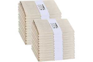 MIALILY Pack of 24 Rustic Natural Cotton Fabric Napkins, Set of 12, Soft, Comfortable and Reusable, Linen Napkins, Cloth for Wedding Party and Party Decoration Set
