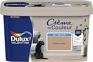 Dulux Valentine Crème de Couleur - Peinture multi-supports intérieure - Mat Moka Latte 2,5 L
