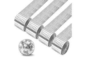 LAISHUNHE 6400 Pièces Autocollants Disco en Verre 4 Rouleau Carreaux de MosaïqueCarré Auto-Adhésif Mini Carrelage en Verre Mosaïque pour Bricolage Décoration Salles de Bains, Bars, Hôtels(5*5*1MM)