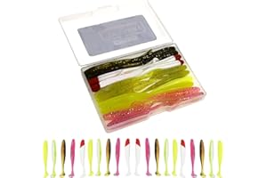 Funzhan Fishing Soft Lures for Bass Artificial Plastic Baits Paddle Tail Swimbaits Creature Shad Proven Colors Natural Oils Portable Box for Crappie Saltwater Freshwater