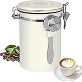 1.8 L Airtight Coffee Canister, Airtight Coffee Container with Spoon, Stainless Steel Coffee Container with Date Tracking, L
