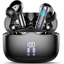 Écouteurs Bluetooth 5.3 Avec Réduction De Bruit ENC - 40h Autonomie, étanches IPX7, écran LED, Tactile, Couleur Beige