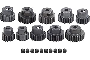 DILWE Ingranaggio motore RC, 10 pezzi/set 16T ‑ 25T 7075 48P pignone ingranaggio motore in acciaio Accessorio RC adatto per motori brushless 1/8 1/10