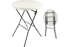 NEXOS TRADING Nexos Stehtisch Rattan-Optik rund klappbar weiß 110 cm Ø 80 cm