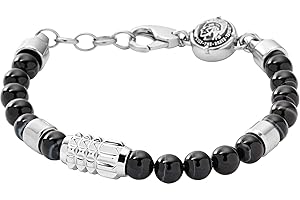 Diesel męska półszlachetna bransoletka z koralików z zapięciem na karabińczyk