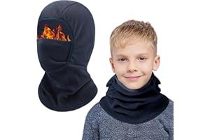 AYPOW Passamontagna in Pile Termico Bambini 4-13 Anni, Invernale Multifunzione Antivento Caldo Maschera da Sci da Ciclismo, Berretti Cappello con Scaldacollo per Ragazzi Ragazze Sport all'Aria Aperta
