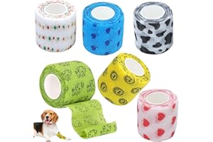 JATIPY 6 Rolls Self-Adhesive Dog Bandages – Vet Wrap for Dogs, Cats & Pets, Stretchable & Breathable Non-Woven Bandages