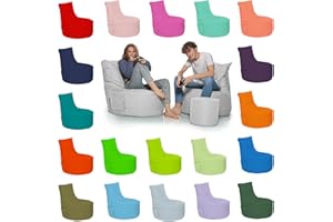 HomeIdeal - Gamer Sitzsack Lounge Bodenkissen für Erwachsene & Kinder - Indoor & Outdoor da er Wasserfest ist - mit EPS Perlen + Hocker, Farbe:Weiß, Größe:Erwachsene + Hocker 35X30 cm