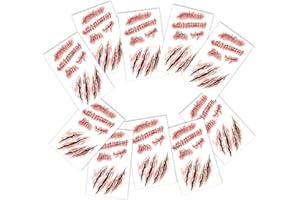 ‎AUXHCYL Halloween Tattoo Gesicht(10 Blatt),Narben Tattoos,Zombie Wunden Halloween Gesichtstattoo für Kinder Damen Erwachsene,Spezial Fx Kostüm Schminke Stützen