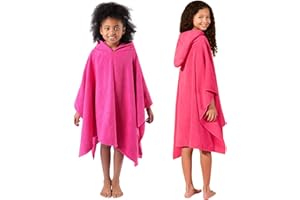 Brentfords Poncho Serviette à Manches Courtes séchage Rapide Absorbant Plage Natation Voyage pour Enfants Enveloppant à Capuche Vacances Spa Piscine Enfants Peignoir à séchage Sec - Rose