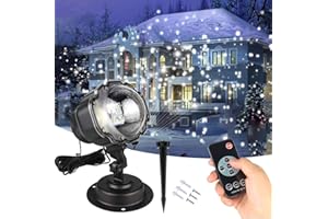 Christmas Projector Outdoor, Xndryan LED Christmas Snowfall Light with Remote Control and Timer, Christmas Decorations IP65 Waterproof Snow Projector for Holiday, Xmas & Halloween