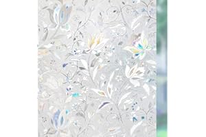 rabbitgoo Fensterfolie Selbsthaftend Blickdicht Sichtschutzfolie Fenster 3D Fensterfolie Glasfolie Dekofolie Statisch Haftend Blumen Tulpe 44,5x200cm